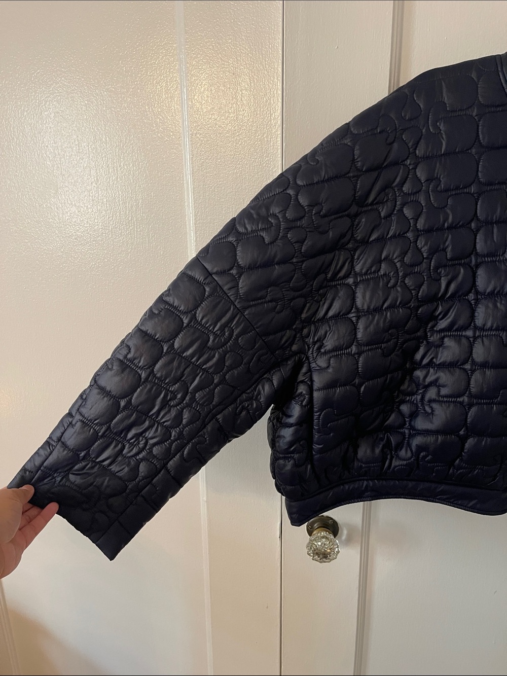 Ganni Quilted Cropped Puffer Jacket - Navy - Picture 9 of 16